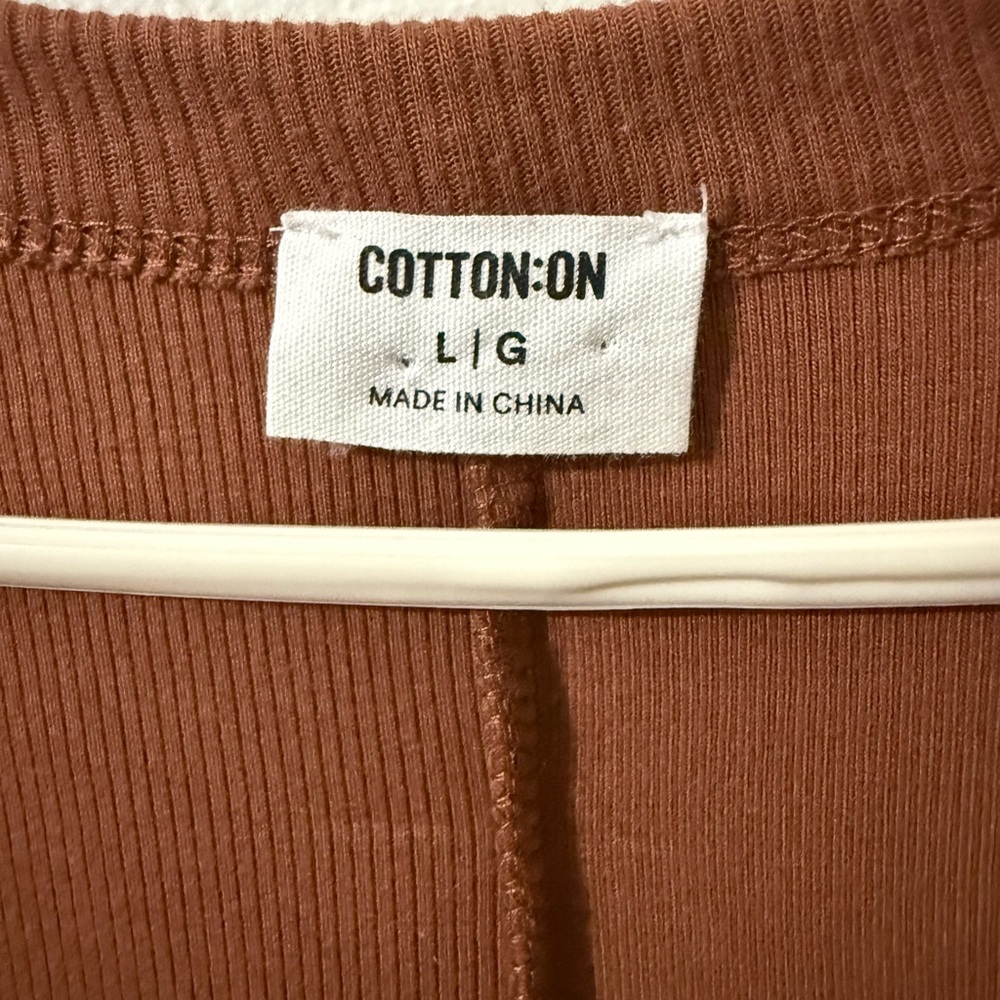 Cotton On Ribbed Midi Bodycon Dress Brown Short Sleeve Size Large - Picture 4 of 6